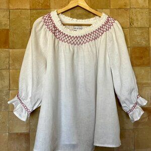 Line of Oslo White Linen Blouse Size M